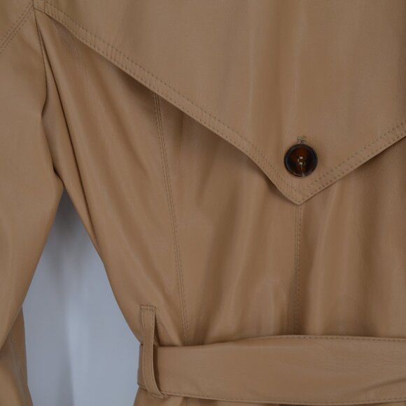 NEW Nanushka Chiara Vegan Leather Trench Coat Pale Camel Buttery Soft Women's S - Picture 8 of 12
